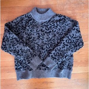 John + Jenn Gray and Black Animal Print Sweater